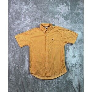 Cinch Mens Small Western Rodeo Button Down Shirt Orange Geometric Print